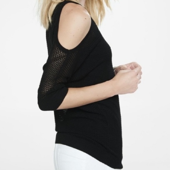 Express Sweaters - Express black open knit cold shoulder sweater Express Sweaters - Express black open knit cold shoulder sweater